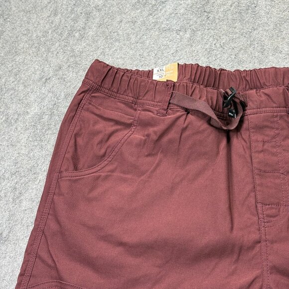 prAna Stretch Zion E-Waist Short II Men 2XL Maroon Red Hybrid Belted 10" Cargo - Picture 2 of 15